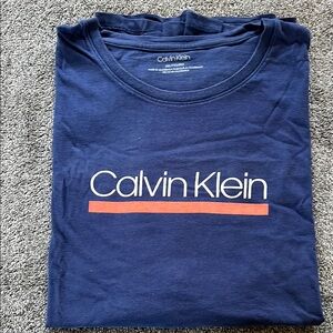 Calvin Klein Blue Short Sleeve Tees Classic Crew Neck
